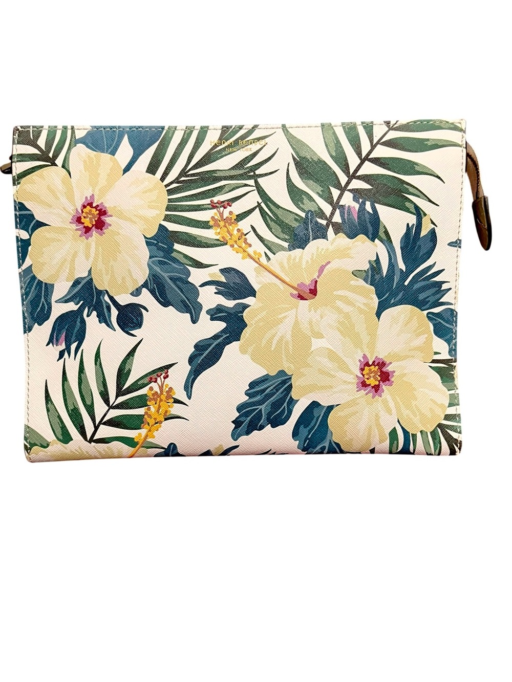 Henri Bendel Rare Tropical Floral Print Zippered Clutch Bag NWOT